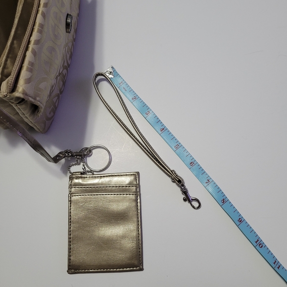 Gianni Bernini Crossbody/Wristlet Zip Top GB Logo Purse Gold Silver Hardware - Picture 6 of 16